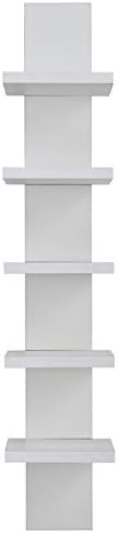 Danya B 5 Tier Wall Shelf Unit Vertical - Floating Storage Home Decor Organizer White