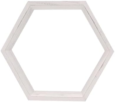 Efavormart 2 Pack 9 Inch Hexagon Whitewashed Wood Centerpiece
