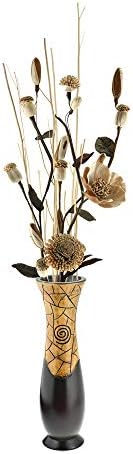 AeraVida Handcarved Wooden Spiral Accent Vase