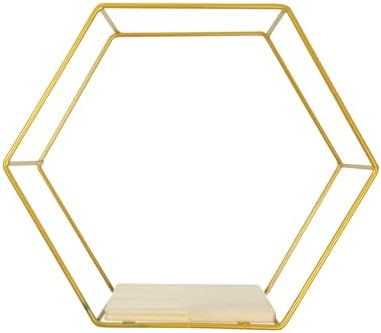 3 Piece Gold Hexagon Floating Shelves Set