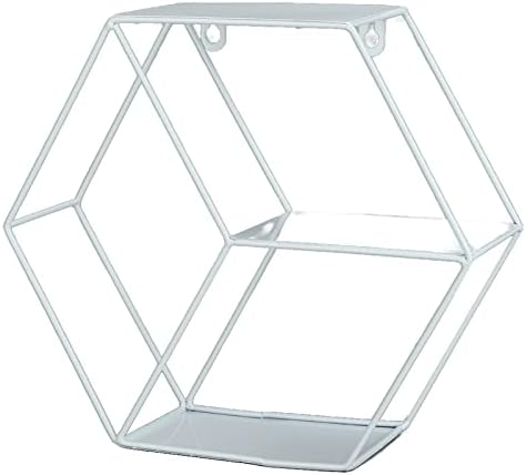 Hexagonal Floating Wall Shelves with Wrought Iron Design