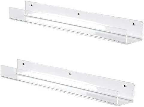 VIVO Dual Acrylic Floating Bookshelves 24 Inch 2 Pack