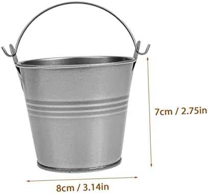 POPETPOP 5pcs Vintage Iron Flower Bucket Planter with Rustic Tin Handles for Home Decor