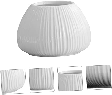 Kisangel Nordic Ceramic Flower Vase with Vertical Stripes