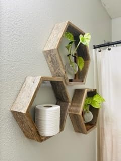 Rockin Wood Reclaimed Hexagon Shelves Set of 3