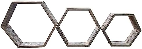 Rockin Wood Reclaimed Hexagon Shelves Set of 3
