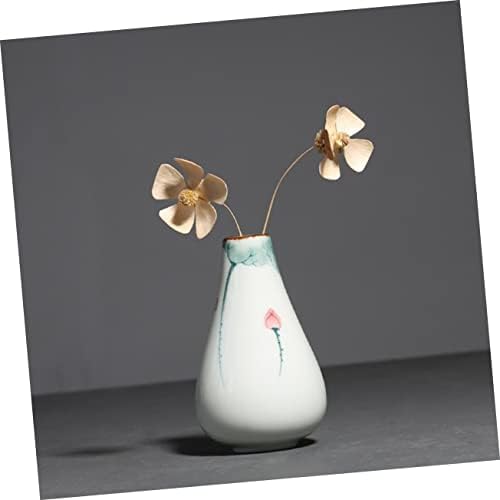 Hand Painted Lotus Ceramic Flower Vase for Desk Decor