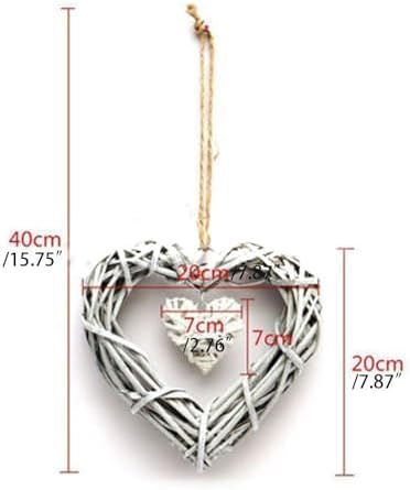 Heart Shape Wicker Wreath for Front Door and Wall Decor