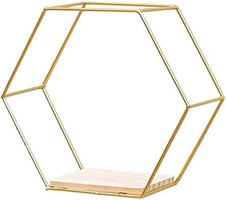 Floating Hexagon Shelves with Gold Frame