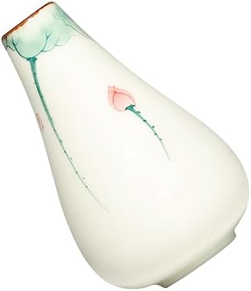 Hand Painted Lotus Ceramic Flower Vase for Desk Decor