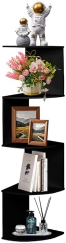 LuiceABC 5 Tier Corner Floating Shelf Black