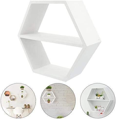 LIFKOME Hexagon Floating Wood Shelf for Home Decor