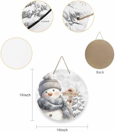 Welcome Sign Christmas Wreath Decorations Snowman Wood Wall Decor