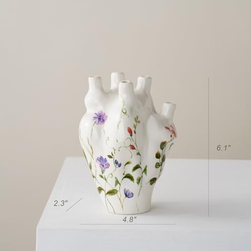 Irregular Heart Shape Ceramic Vase for Vintage Flora