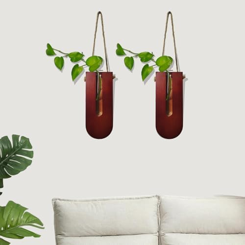 Jovetti Wood Wall Planter 2pcs Brown Boho Decor