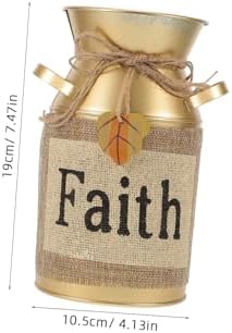 CIYODO Vintage Metal Flower Bucket Rustic Vase for Home Decor