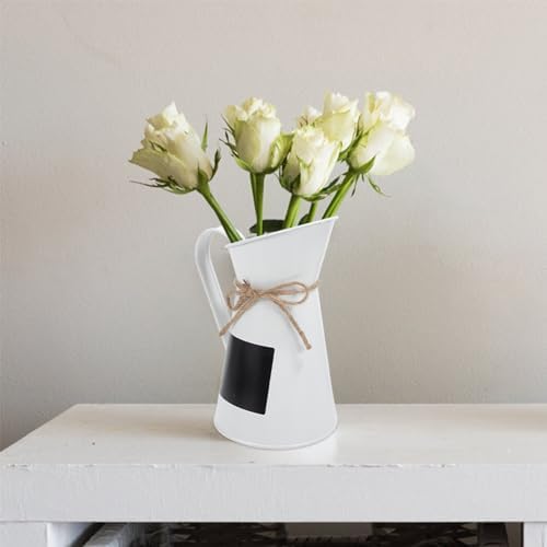 Rustic Metal Flower Bucket Vase for Home Decor