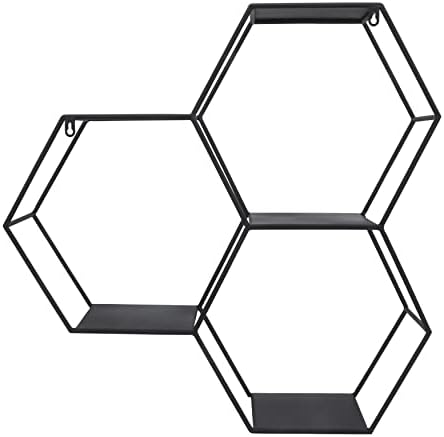 Sagebrook Home Modern Hexagon Wall Storage Shelf - 26 Black
