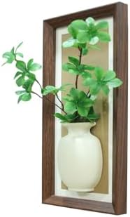 Wood Frame Wall Planter with Artificial Plants Indoor Decor Hanging Holder for Fresh and Dried Flowers