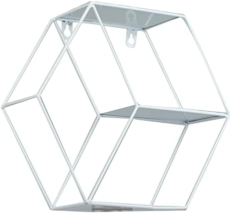 Hexagonal Floating Wall Shelves with Wrought Iron Design