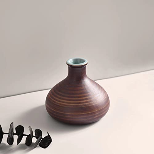 Handmade Wabi-Sabi Bud Vase Tiny Ceramic Decor for Dried Flowers and Zen Home