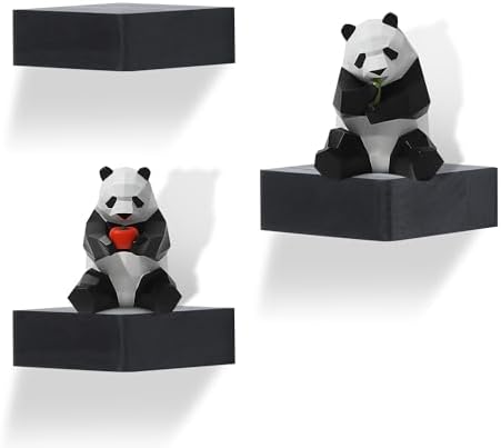Set of 3 Black Floating Shelves for Wall