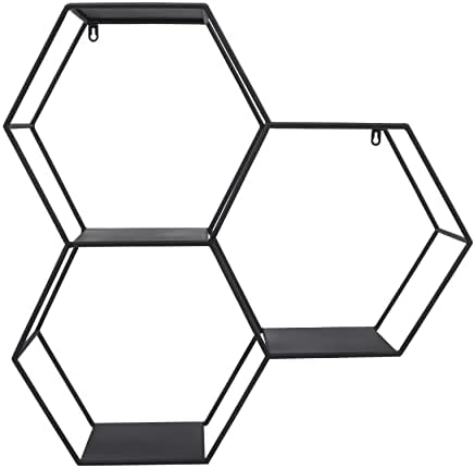 Sagebrook Home Modern Hexagon Wall Storage Shelf - 26 Black