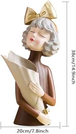 Decor Ornaments - Dry Flower Holder - Artistic Girl Statue Vase for Home Decor