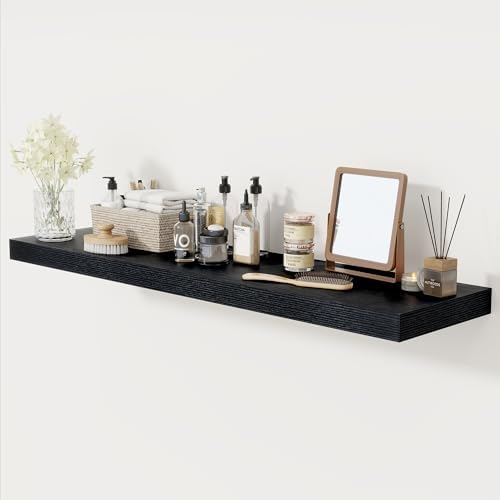 48 Inch Black Floating Shelf for Wall Display