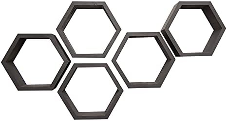 Drakestone Designs Hexagon Floating Shelves 5-Pack Black