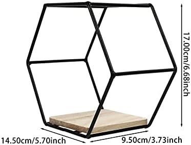 Happyyami Black Iron Hexagon Wall Mounted Storage Shelf