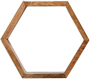 Nearly Natural 12in Wooden Hexagon Floating Shelf Set of 5