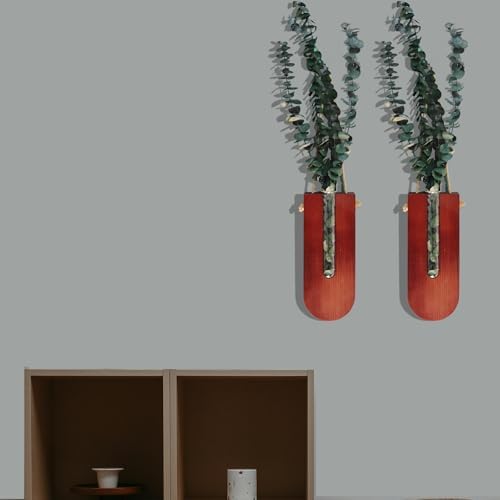 Jovetti Wood Wall Planter 2pcs Brown Boho Decor