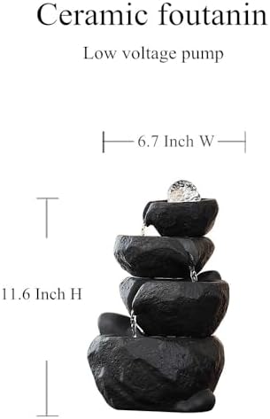 Ceramic Tabletop Fountain Water Feature Black