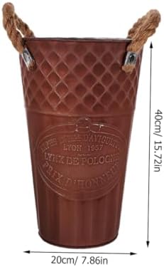 Vintage Style Flower Bucket Rustic Decorative Metal Vase