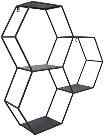 Sagebrook Home Modern Hexagon Wall Storage Shelf - 26 Black