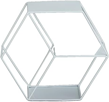 Hexagonal Floating Wall Shelves with Wrought Iron Design