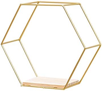 Goodilest Hexagon Floating Wall Shelf with Iron Frame
