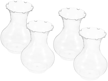 4pcs Clear Plastic Hydroponic Plant Vase for Home Decor