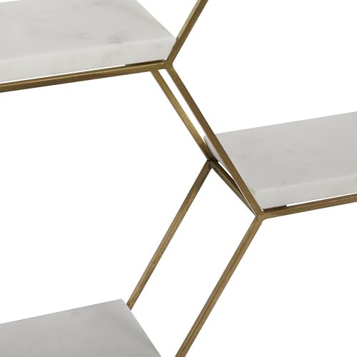 Deco 79 Gold Marble Hexagon Floating Shelf
