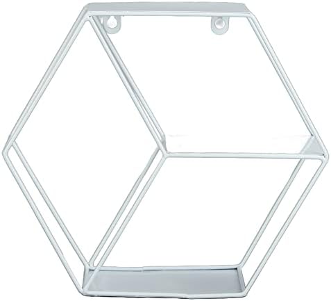 Hexagonal Floating Wall Shelves with Wrought Iron Design