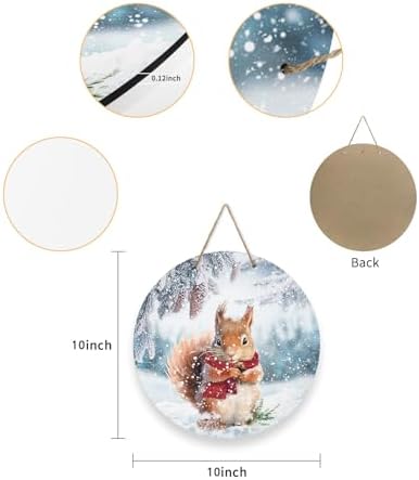 Welcome Sign with Squirrel Pine Cone Xmas Wreath