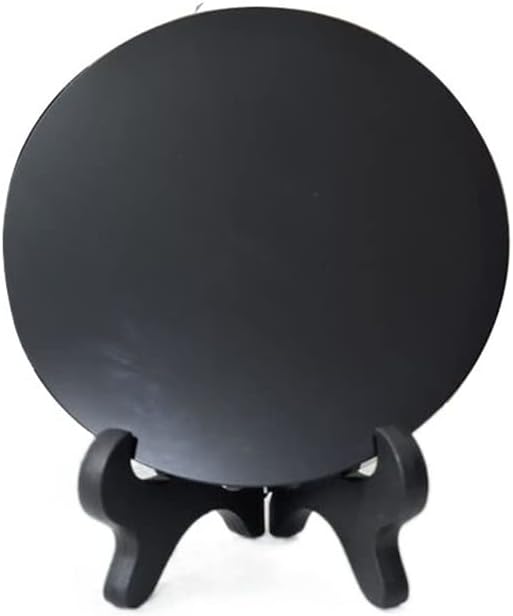 Black Obsidian Scrying Mirror Crystal Round Plate Home Decor