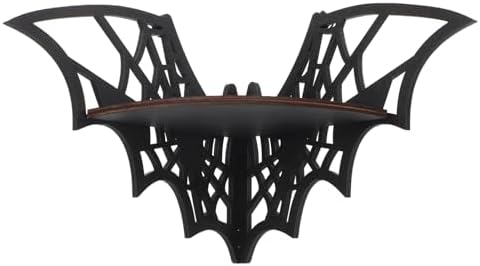 Gothic Floating Corner Shelf Black Wooden Storage Rack for Spooky Decor