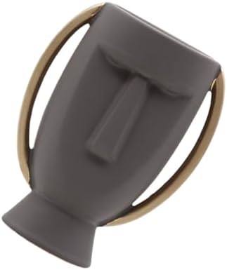 Human Face Ceramic Vase Dry Flower Holder for Home Decoration Unique Table Ornament Grey Craft