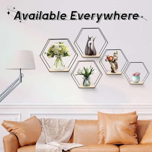Metal Hexagonal Floating Wall Shelf - Modern Storage Decor