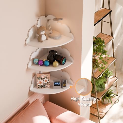 Cloud Floating Corner Shelves Set of 3 for Nursery