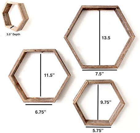 BarnwoodUSA Hexagon Floating Shelves Set of 3