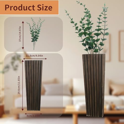 2 Pack Brown Wood Wall Planter for Indoor Decor