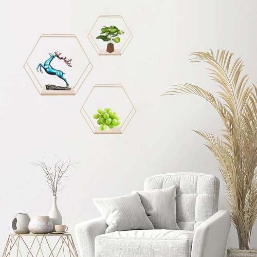 Wall Mounted Hexagon Floating Shelves Set of 3